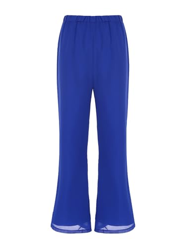 Choomomo Wide Leg Dress Pants for Women Elastic High Waist Solid Chiffon Dressy Trousers
