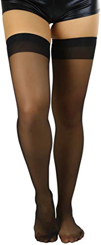 Image of ToBeInStyle Women's Sheer Banded Thigh High Socking w /Opaque Band