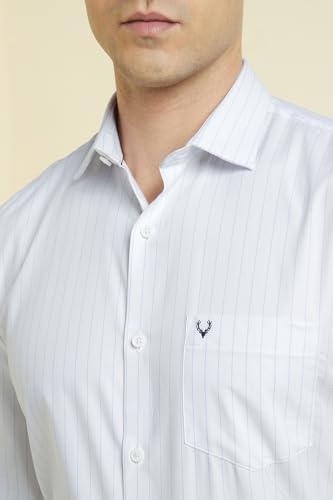 Image of Allen Solly Men's Striped Cotton Blend Formal Shirt | Classic Fit | Crisp Tailored Look | Office, Business & Workwear
