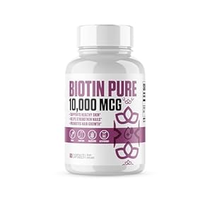 Biotin Pure 10,000 MCG + Calcium | #1 New Max Dose Biotin B7 Supplement Pills for Healthier & Longer Hair, Skin & Nails | Vegan Capsules for Men & Women – 60 Servings