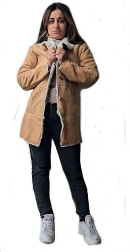 Manteau en peau d'agneau véritable chaud beige Sara Noble House taille M