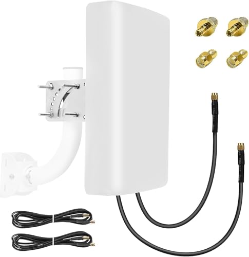 Maswell 4G LTE 5G Antenne 2X2 MIMO Outdoor, 10dBi Richtantenne Externe Außenantenne kompatibel mit FRITZBox, 5G NR Router Gateways, 700-3800 MHz, SMA-Male/TS9/RP-SMA (Vollständiges Zubehör)