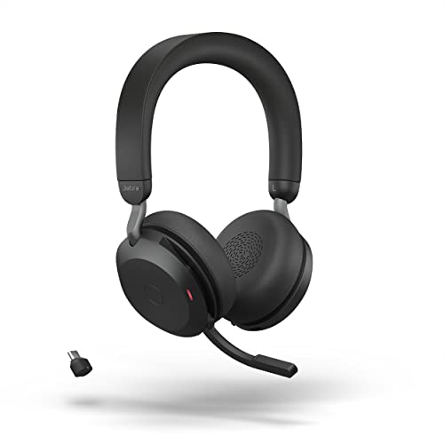 Jabra Evolve2 75 PC Wireless Headset with 8-Microphone Technology - Dual Foam Stereo Headphones with Adjustable Advanced Active Noise Cancelling, USB-C Bluetooth Adapter and UC Compatibility - Black Jabra Evolve2 75 PC Wireless Headset with 8-Microphone Technology - Dual Foam Stereo Headphones with Adjustable Advanced Active Noise Cancelling, USB-C Bluetooth Adapter and UC Compatibility - Black