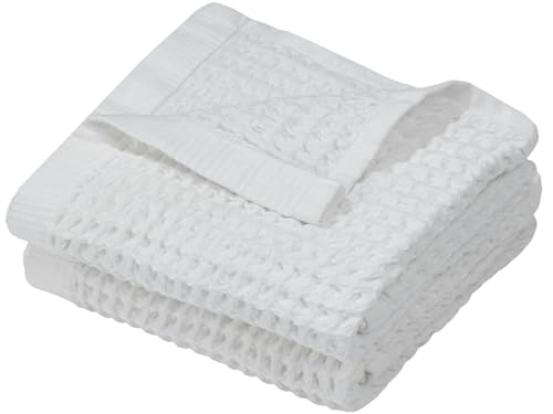 DEMMEX Organic Cotton Waffle Turkish Hand Towels for Bathroom & Kitchen Large 20x30 in 100% Oeko-TEX Certified Ultra Soft Turkish Cotton Lightweight Quick Dry Waffle Weave Set 2 (Crisp White)
