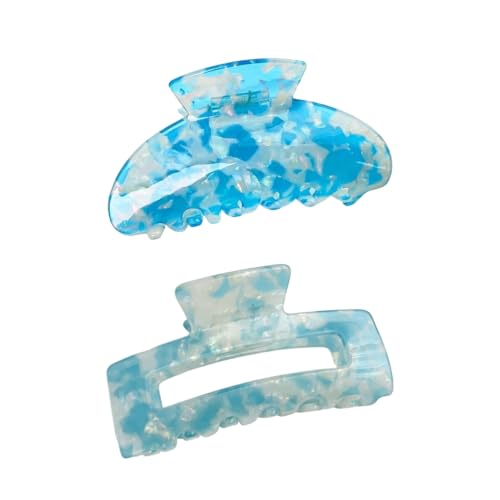 2個のカラフルなヘアクロークリップ、女性と女の子用、キャンディーカラーのスクエア半円デザイン、太い髪にも細い髪にも使えるヘアクロー