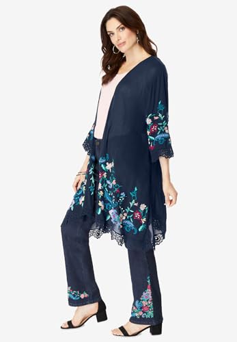 Roaman's Women's Plus Size Floral Embroidered wrap3