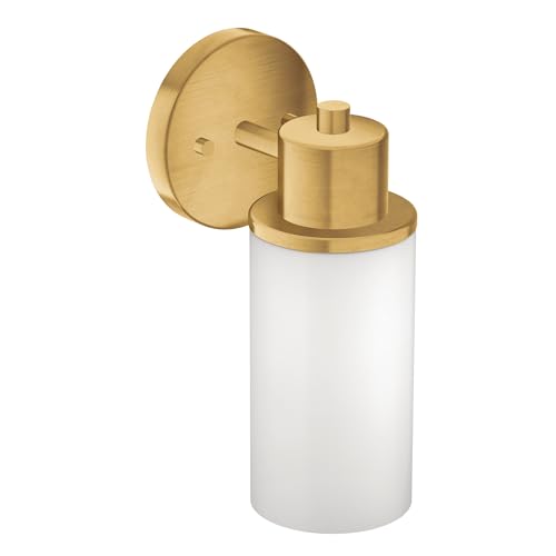 Image of Moen DN0761BG Iso 1-Light Dual-Mount Bath Bathroom Vanity Fixture with Frosted Glass, Brushed Gold