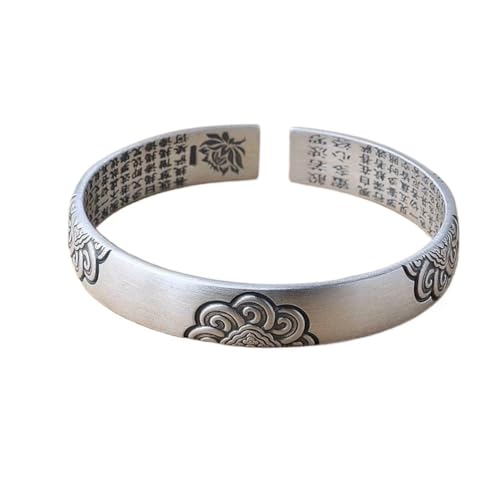 Bracelet manchette en argent sterling 999 avec écailles de nuage porte-bonheur faites à la main