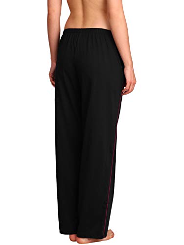 Image of Jockey 1305 Women's Super Combed Cotton Rich Relaxed Fit Mid Rise Trackpants with Contrast Side Piping and Pockets