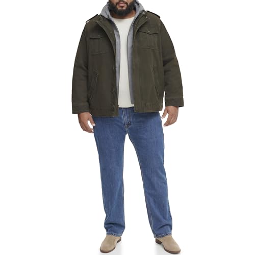 Image of Levi's Men's Washed Cotton Hooded Military Jacket (Regular & Big & Tall Sizes)