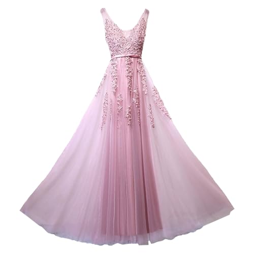 Vestido Lila para Mujer, Escote en V, Tul, Vestidos de Fiesta 2025, Vestido Formal Largo de Encaje Brillante