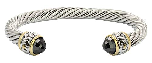 John Medeiros Beautiful Nouveau Collection Large Cuff Bracelet Black Cubic Zirconia