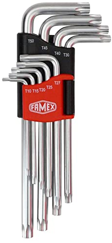 Famex Werkzeuge 10788 - Juego de llaves acodadas (para tornillos Torx, T-10, T-50, 9 piezas) Cover