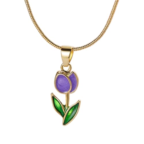 Image of Gold Tulip Necklace Tulip Flower Pendant Necklace Delicate Dainty Tulip Flower Necklace for Women Mother Wife Friendship Jewelry