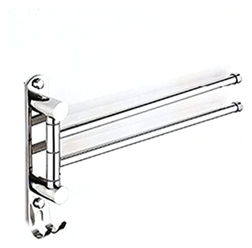 Barre de suspension murale en acier brossé avec deux tiges rotatives durables