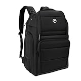 Swissdigital Design Massaging Business Backpack for Men with USB Charging Port,Large Capacity Water Repellent Work Computer Backpacks Fits 15.6 Inch Laptop, Black | SENSOR