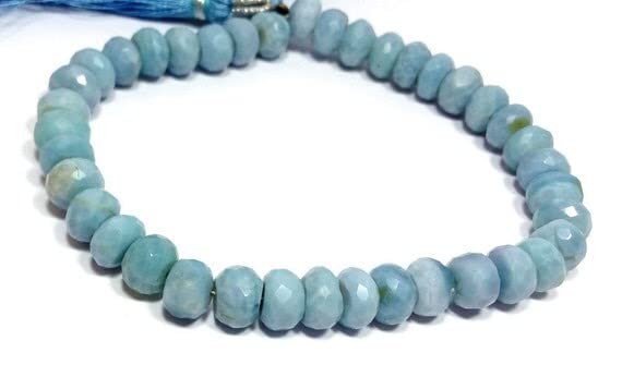 Perles rondelles opale bleue naturelle LKBEADS 6-8mm en fil de 20cm pour la création de bijoux DIY