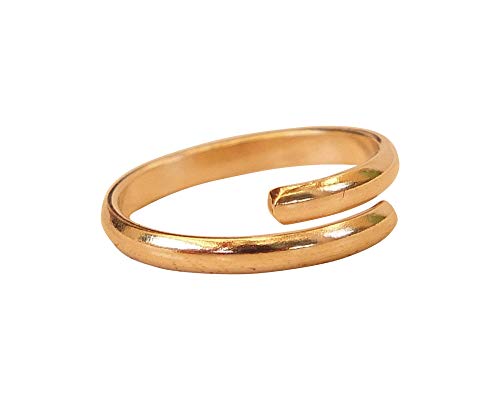 14K Yellow Gold Plated Over 925 Sterling Silver Twist & Swirl Toe Ring/Knuckle Ring - Small, Adjustable Dainty Handmade By Miya Jewelry Creations #TOP1