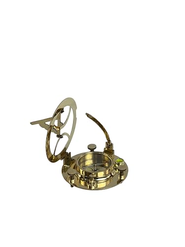 Brass Nautical - Brújula y Reloj Solar Antigua de Latón en Caja de Madera | Reloj Solar Náutico Vintage miniatura 4