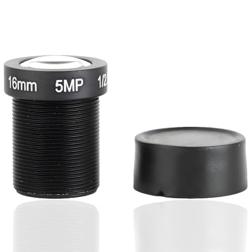 16mm Fixed Board Lens, 5MP HD CCTV Security Camera Wide Angle Lens, Standard M12x0.5 Screw Connector Camera Replacement Parts