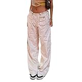 Juakoso Y2K Women Low Rise Straight Wide Leg Pants Retro Pockets Trousers Harajuku Street Wear for...