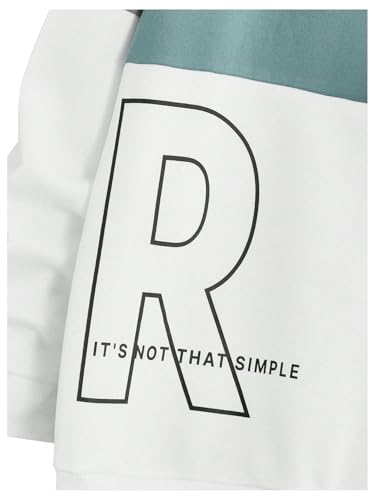 SweatyRocks Men's Letter Graphic Color Block Sweatshirt Long Sleeve Crew Neck Pullover Tops4