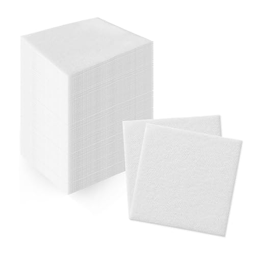 Faliuepe White Cocktail Napkins Linen-Feel Disposable Paper Napkins Beverage Napkins for Weddings Parties and Dinners-20x20cm 100pack