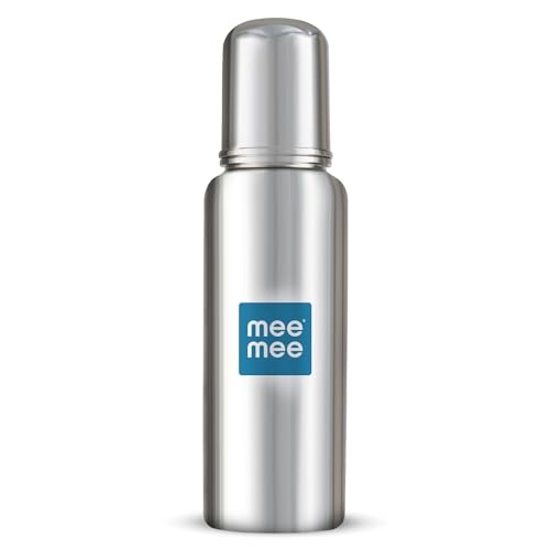 Mee Mee Baby Steel Feeding Bottle 250ml | Baby Milk Bottle with Advanced Anti Colic Valve, BPA Free, Soft Silicone Teat, Wide Neck for Babies/Infants/Newborns of 0-2 Years