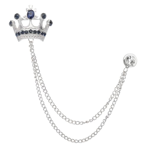 Image of PATIKIL Crown Hanging Chain Brooch Pins | Rhinestone Suit Pins Fashion Crystal Lapel Pins for Women Men