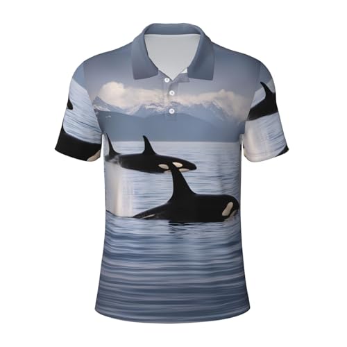 Polo homme manches courtes à motif baleines idéal pour les vacances d'été