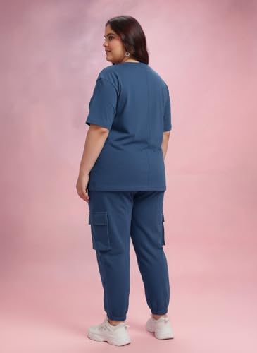 Image of Kepa Plus Size Summer Co Ord Set for Women | Top and Lower Set with Stretchable Waistband | Stylish Airport Outfit for Women | Western Track Suit Co-Ord Set for Casual Wear