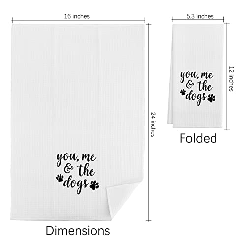 You Me And The Dogs Kitchen Towels Tea Towels, 16 X 24 Inches Cotton Modern Dish Towels Dishcloths, Dish Cloth Flour Sack Hand Towel For Farmhouse Kitchen Decor,Gifts For Dog Lovers Girls #TOP3