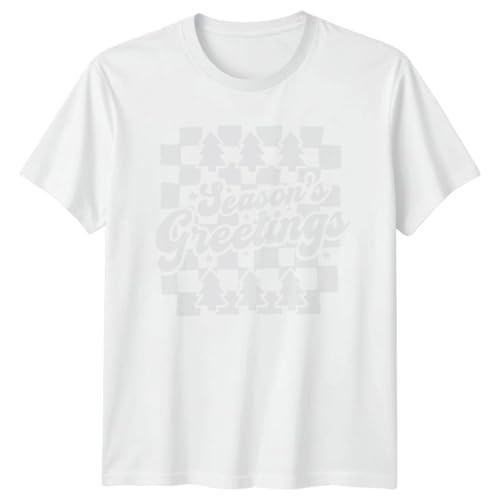 Seasons Greetings Christmas Trees Holiday Mens T-Shirt Womens Graphic Tee Unisex Top Festive Winter Apparel 5XL White