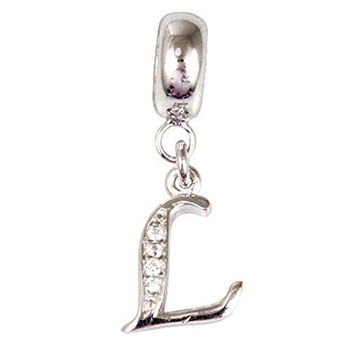Letter L breloque argent anti-ternissement compatible bracelet européen