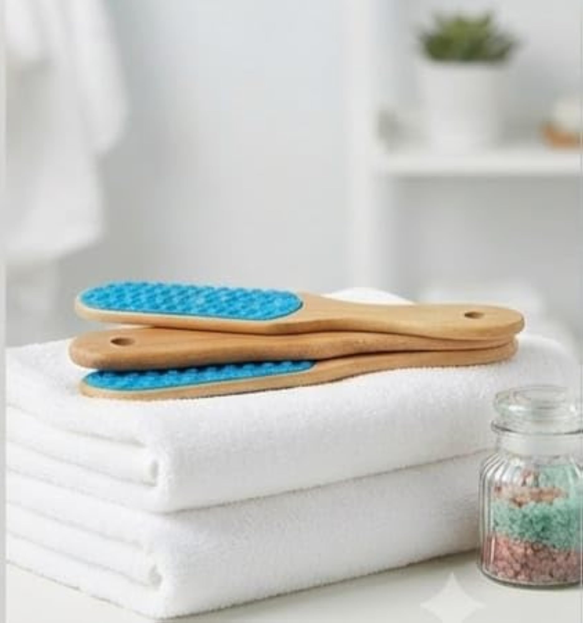 Double Sided Foot Scrubber with Wooden Handle