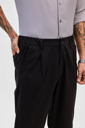 Image of SNITCH Men Formal Trousers | Slim Fit Ankle Length Design with Button Closure | Durable Poly Blend Fabric & Medium Stretch for Office, Festive & College Wear