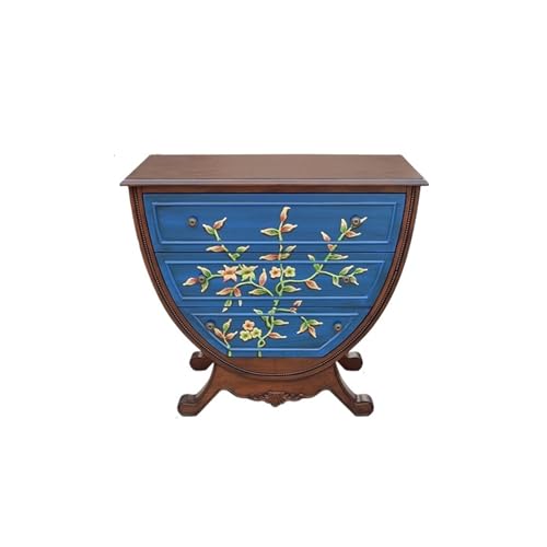 Cajonera vintage azul oscuro – Europeo semicircular entrada almacenamiento nizer decorativo dormitorio cómoda elegante muebles para decoración del hogar