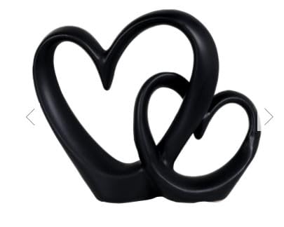 RA-HOMESTORENew Modern Stoneware Double Heart Sculpture, Now In This Elegant Matt Black