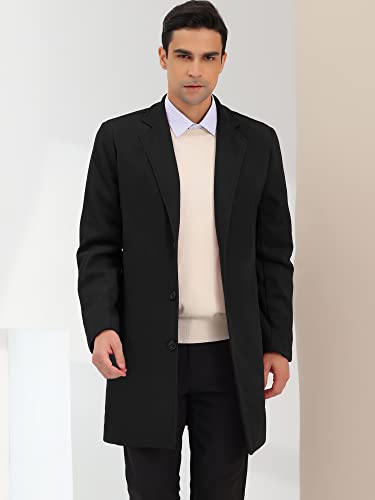 Image of Lars Amadeus Men's Trench Coat Notch Lapel Single Breasted Classic Long Pea Coats Overcoat
