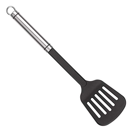 Tala Nylon Slotted Turner with Stainless Steel Handle, Ideal for use with Non-Stick Kitchenware Non-Scratch, Dishwasher Safe, Essential Kitchen Spatula for use When Frying or Cooking, Black