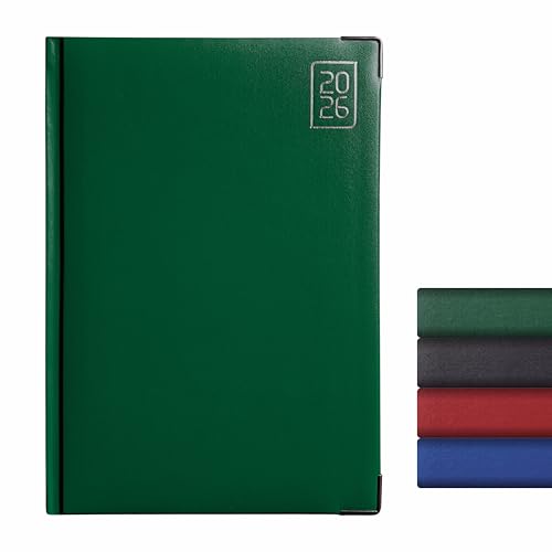 Image of Anupam Fash 2026 Diary with Dates, 2026 Daily Planner Month Cut Index Full Page for Monday-Friday and Saturday-Sunday in one Page with Monthly Calendar, 80GSM B5 365 Days Diary (Green)