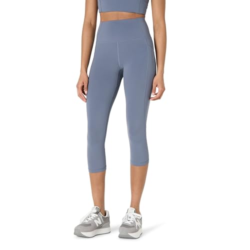 Leggings Yoga Tecnici in FormFlex Morbidissimo a Vita Alta Capri Interno Gamba 48 cm con Tasche Ardesia M donna grigio