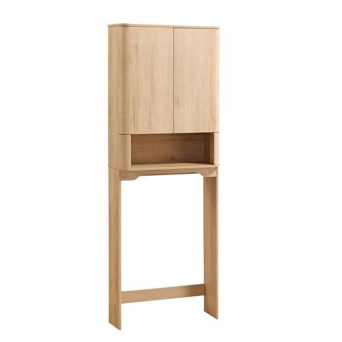 ACCOHOHO Modern Over The Toilet Storage Cabinet with Adjustable Shelf & Handle-Less Double Doors...