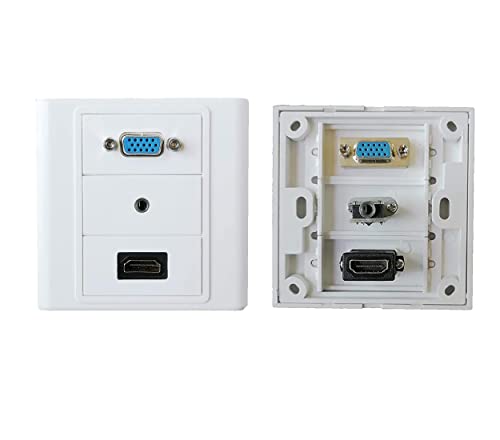 Image of HDMI /VGA /AUX Multimedia Modular Wall Socket Face Plate Socket Plug Jack Cable or Adapter for Home /Office. (HDMI /VGA /AUX)
