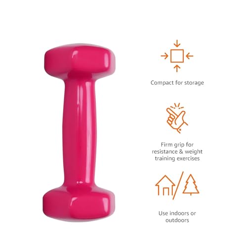 Image of amazon basics Vinyl Dumbbell Pair, 2 x 2Kg, Pink