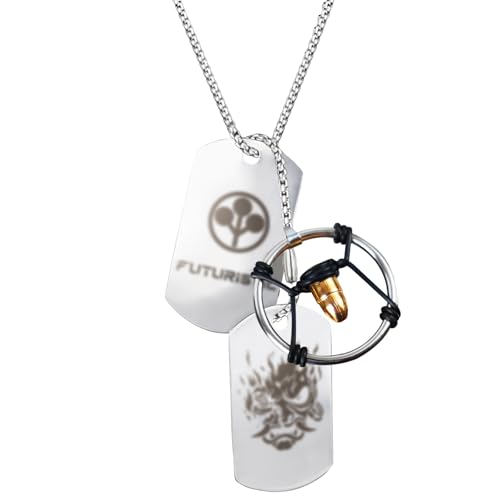 Punk bullet necklace with dog tag Metal punk pendant necklace Cosplay costume accessories punk merch gifts