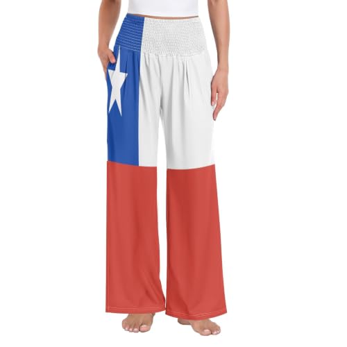 Pantalon léger Chili pour femme coupe Palazzo ample bleu et rouge
