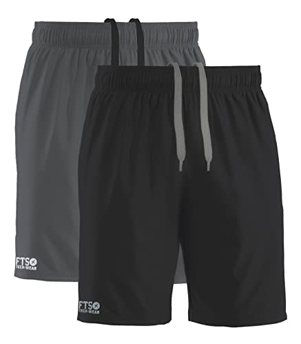 FULL TIME SPORTS FTS-606 Atmungsaktive Leichte Lauf-Turnhose 2er Pack- Gr. XXX-Large, Schwarz und Grau