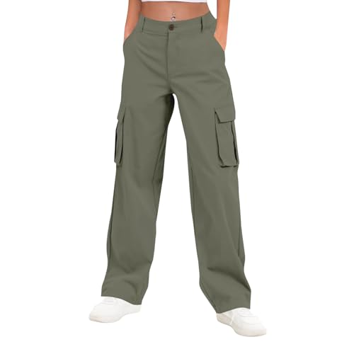 Womens Cargo Pants Baggy High Waisted Wide Leg Pants Y2k Streetwear with 6 Pockets Casual Comfy Chino Cotton Trousers4