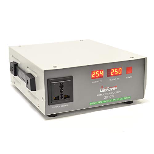 Best Quality 🔥 LiteFuze Automatic 2000-Watt Voltage Converter Transformer - Step Up - 110V/220V - Circuit Breaker Protection -Heavy Duty/ - Wattage Detection Technology - Ultra Compact - Light [5-Years Warranty]